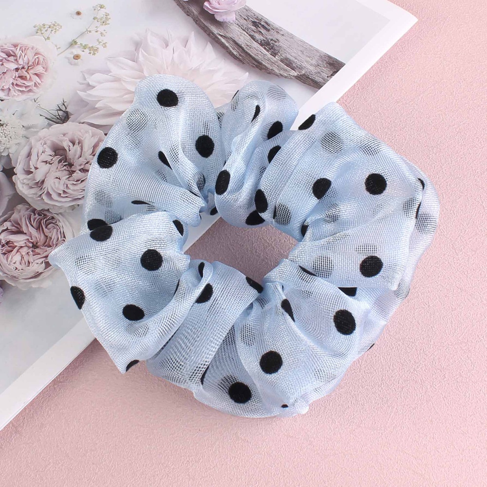 Women's Sweet Chiffon Donut Hair Tie For Summer Styling Pink Polka Dots