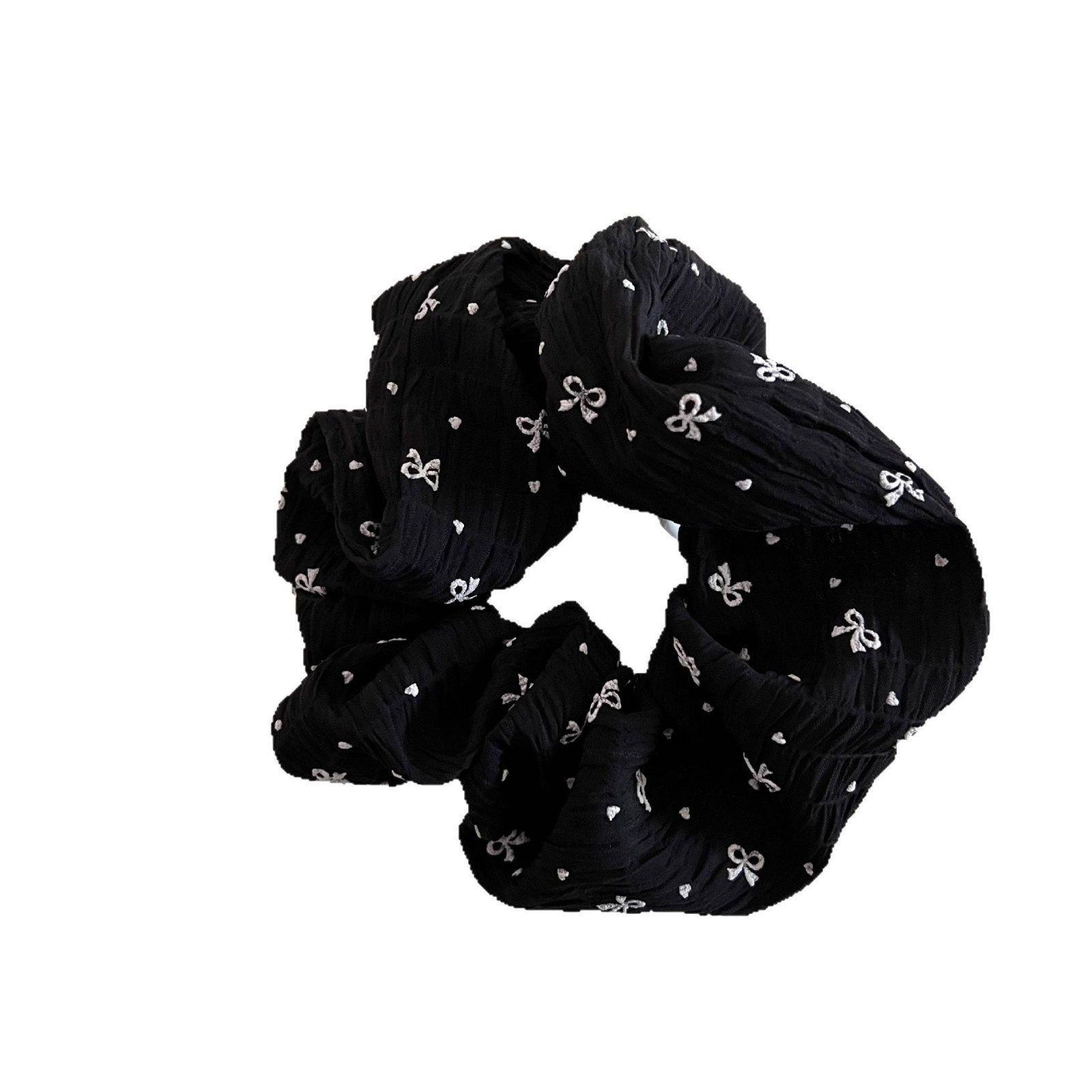 Women's Casual Cloth Elastic Bowknot Hairband Black White Polka Dot
