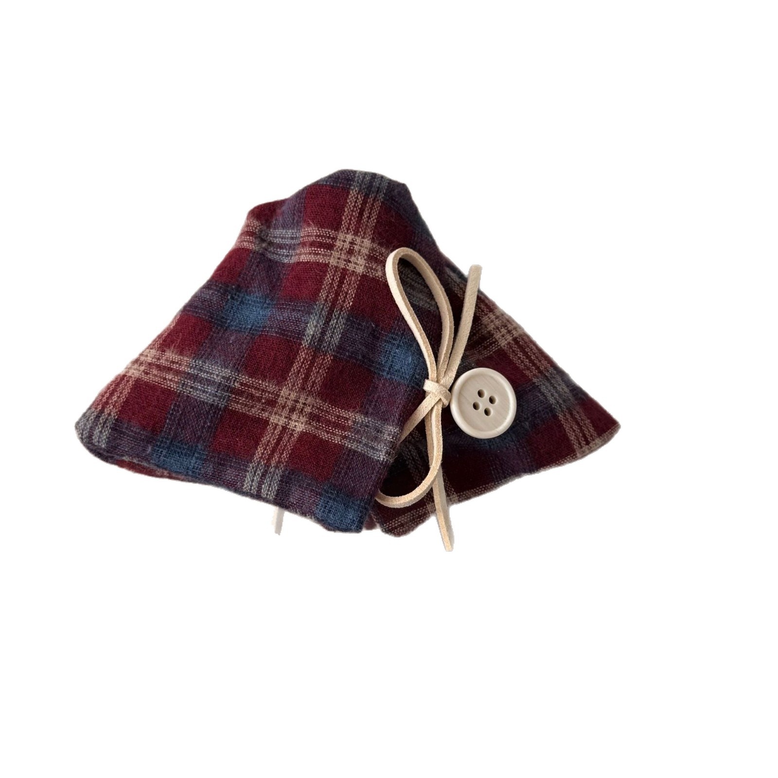 Women's Retro Red Plaid Hair Ties Sweet Early Autumn Embroidered Lace Bands