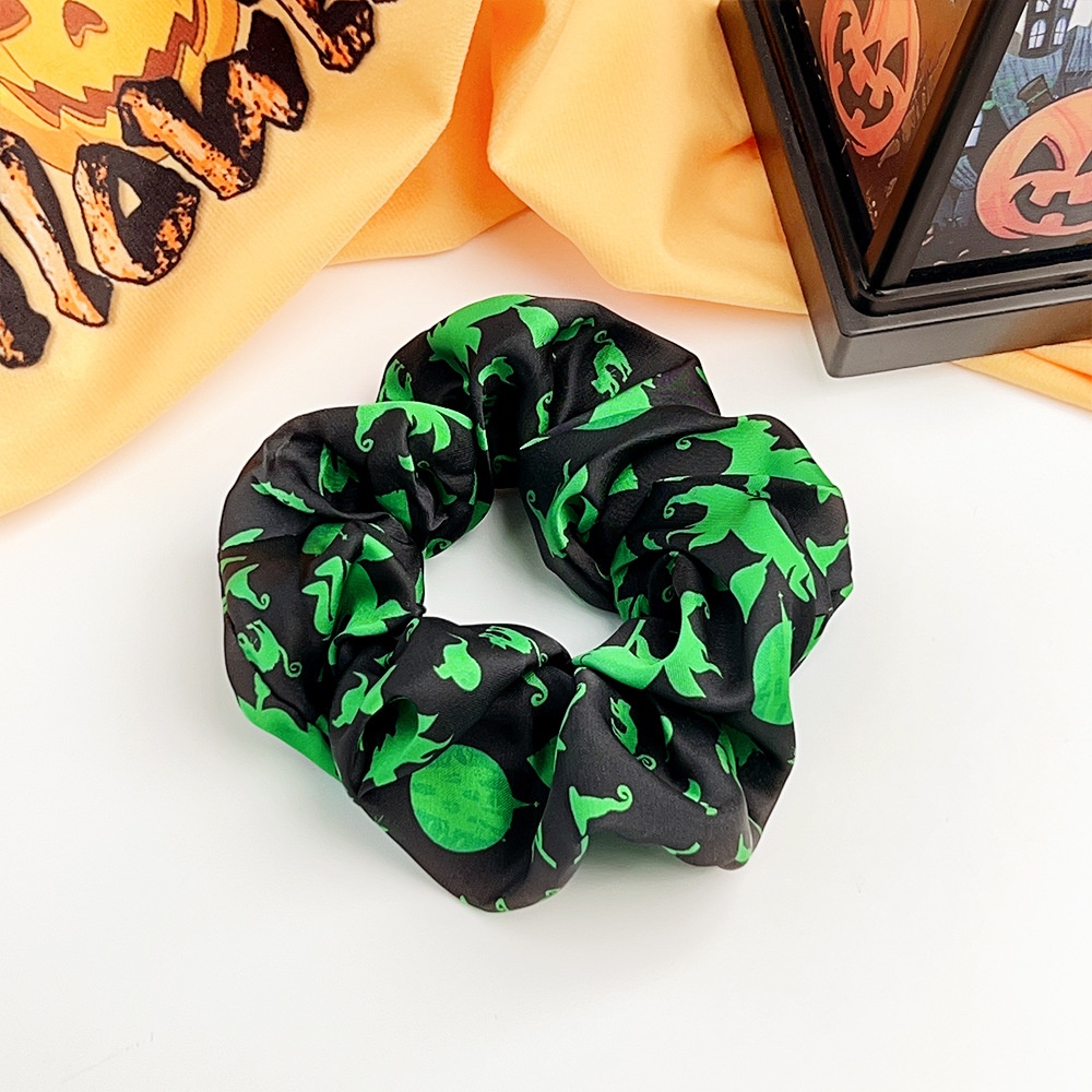 Women's Halloween Cloth Elastic Scrunchies Retro Pumpkin Skull