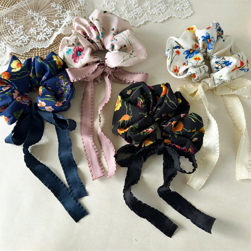 Women's Everyday Fabric Scrunchie Hair Tie Floral Bow Knot Pattern