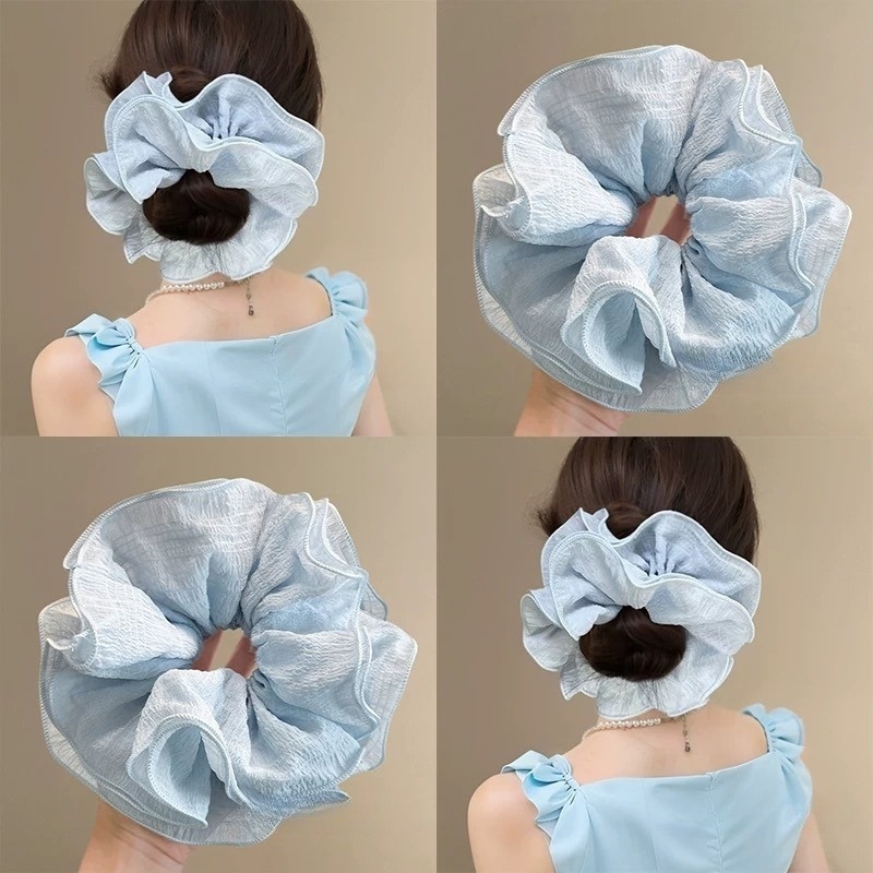 Women's Elegant Cute Pleated Cloth Hair Tie for Holiday Solid Color