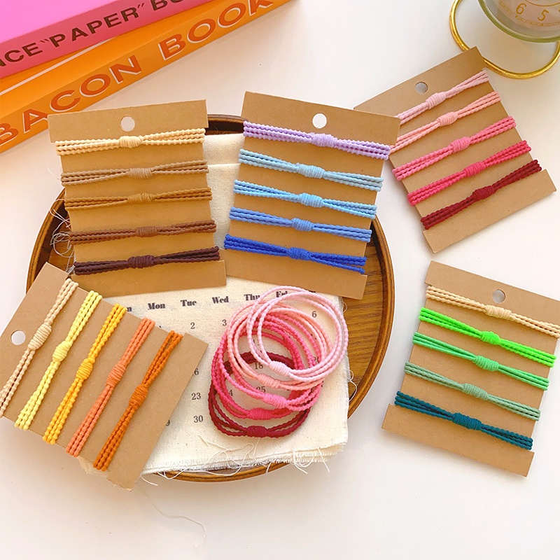Women's High Elastic Polyester Bean Knot Hair Tie Set Gradient Color
