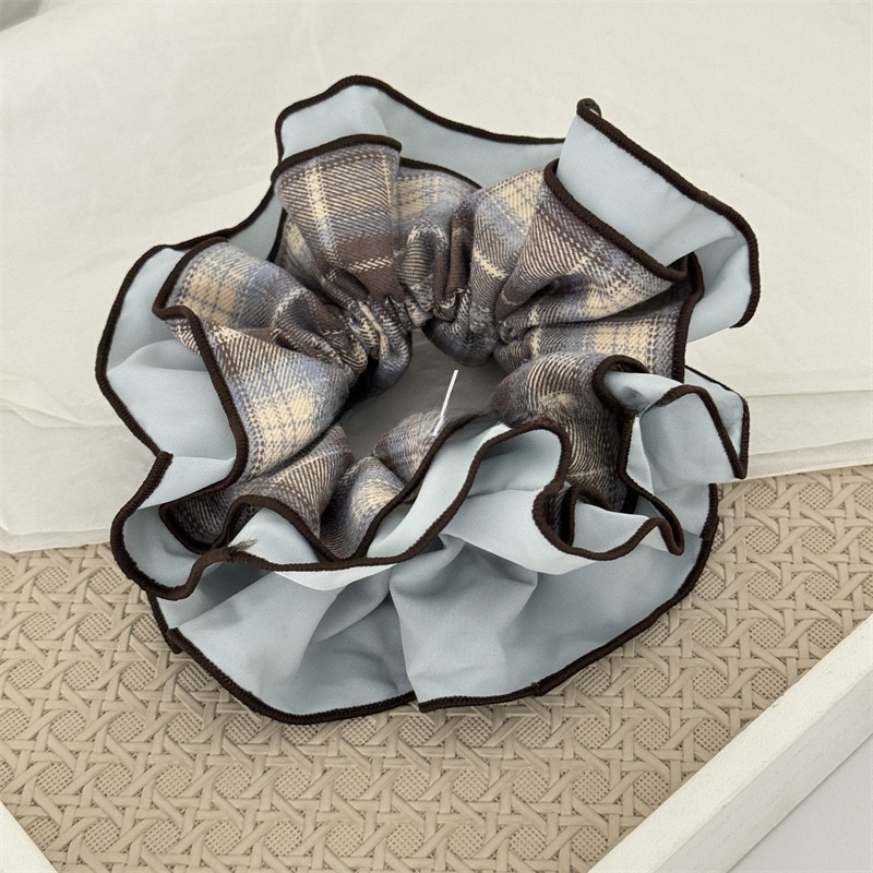 Women's Stylish Cloth Hair Scrunchies Color Block Checkered Plaid