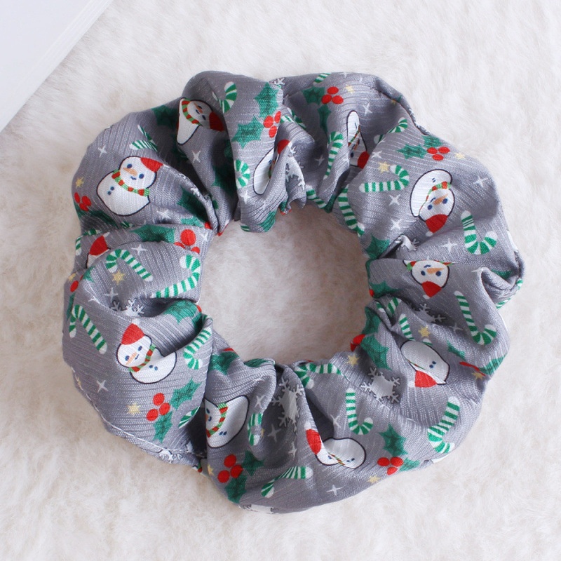 Unisex Holiday Cloth Hair Tie Scrunchie Christmas Snowman Pattern