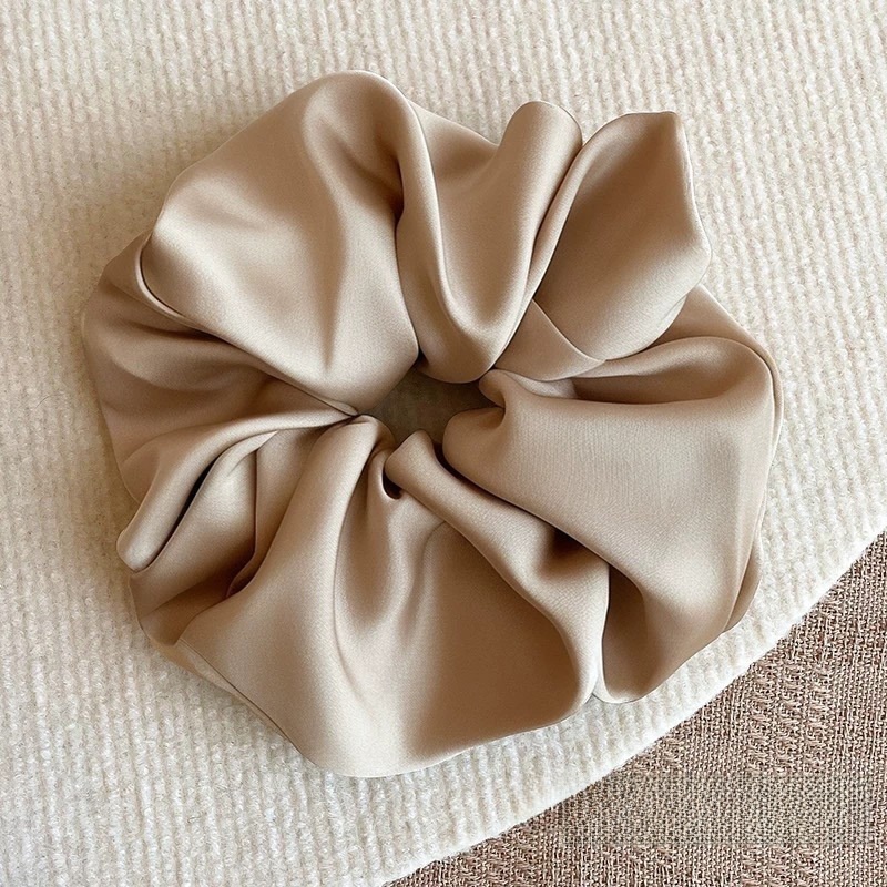 Women's Extra Large Satin Flower Hair Bun Scrunchie Solid Colors
