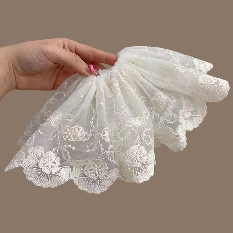 Women's Elegant Banquet Oversized Lace Elastic Hair Tie White Floral