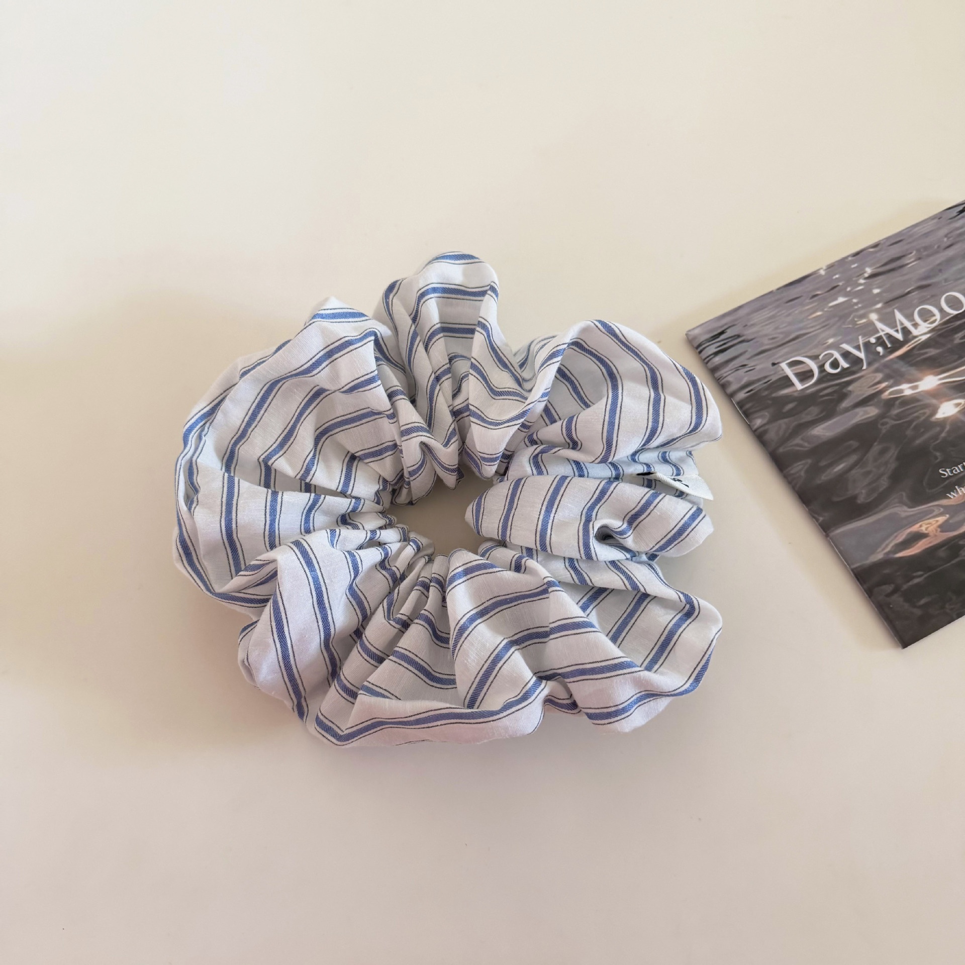 Women's Daily Cloth Hair Scrunchie Light Blue Checkered Plaid