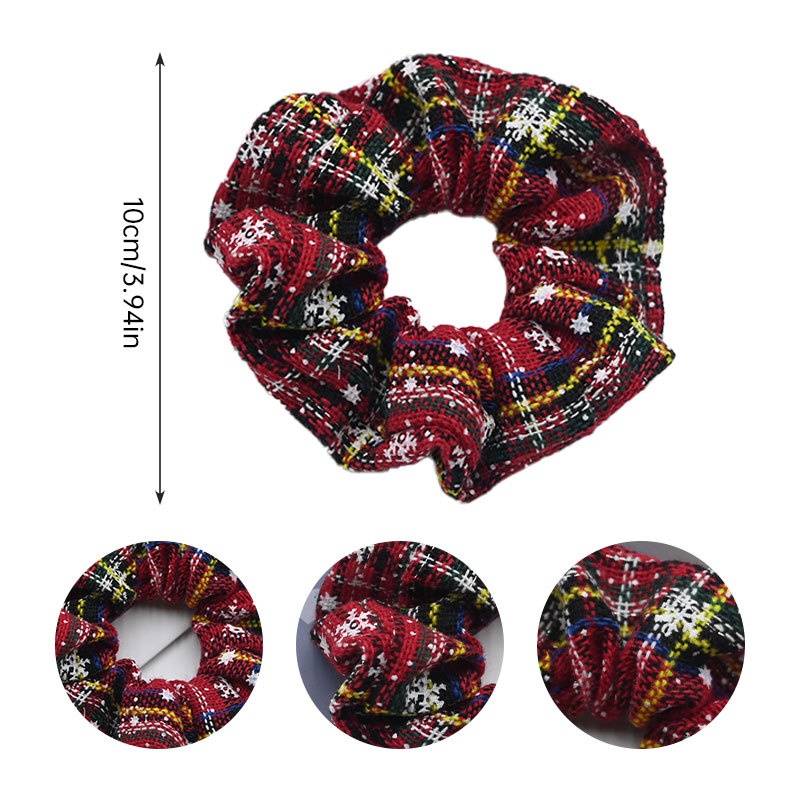 Women's High Elastic Cloth Bow Hair Ties Christmas Plaid Floral Print