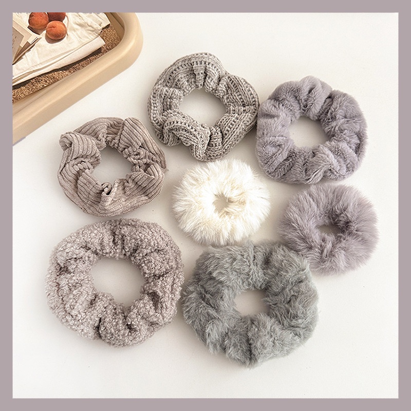 Women's Sweet Daily Winter Plush Hair Scrunchie Color Block