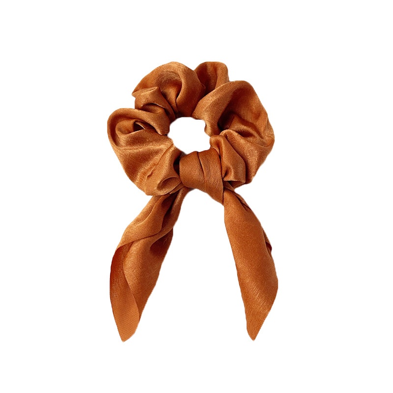 Women's Handmade Rabbit Ear Scrunchie Daily Hair Tie Solid Satin Bow