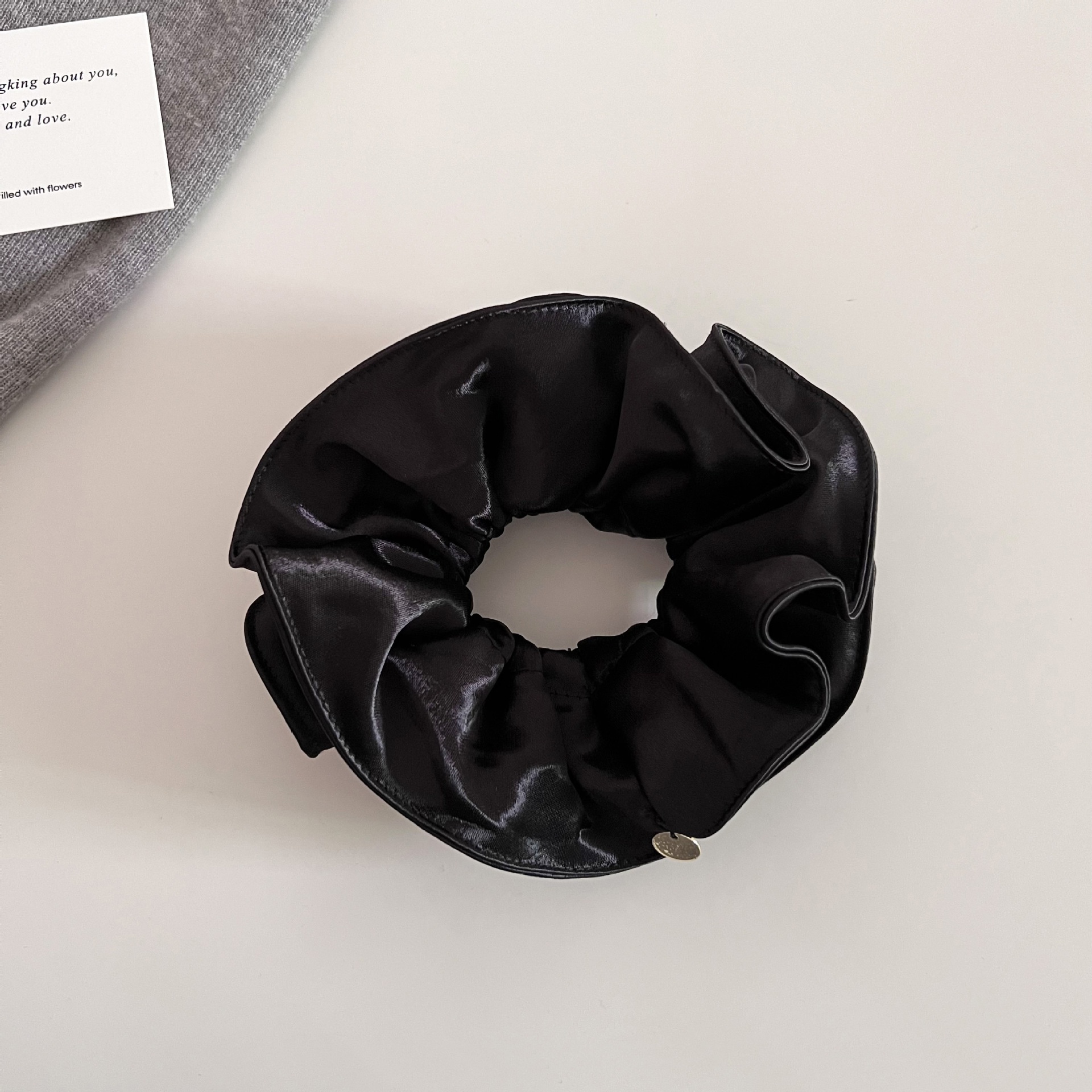 Women's Elegant Double Layer Pleated Satin Large Bow Hair Tie for Low Ponytails