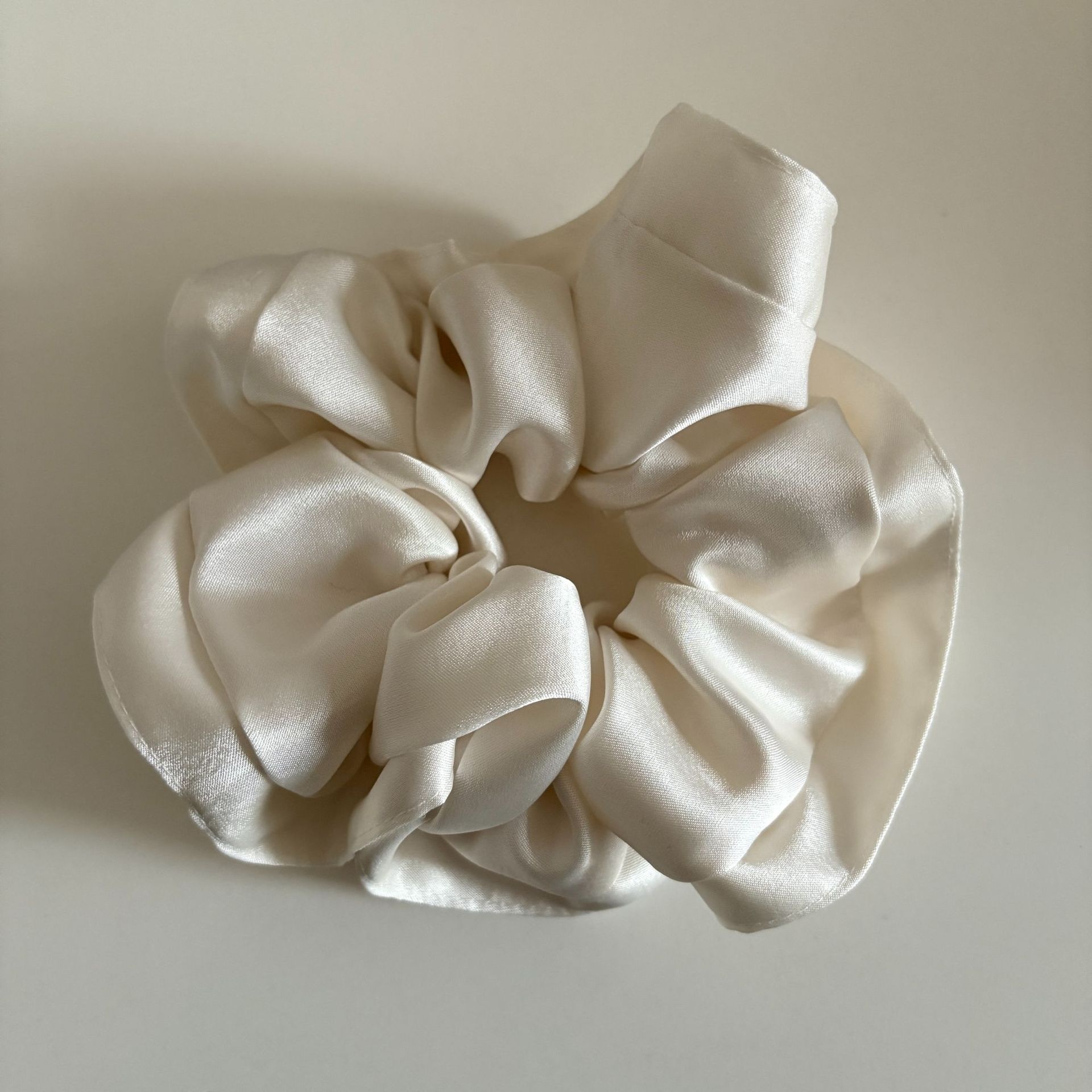 Women's Elegant Satin Scrunchie Hair Tie Solid Champagne Color