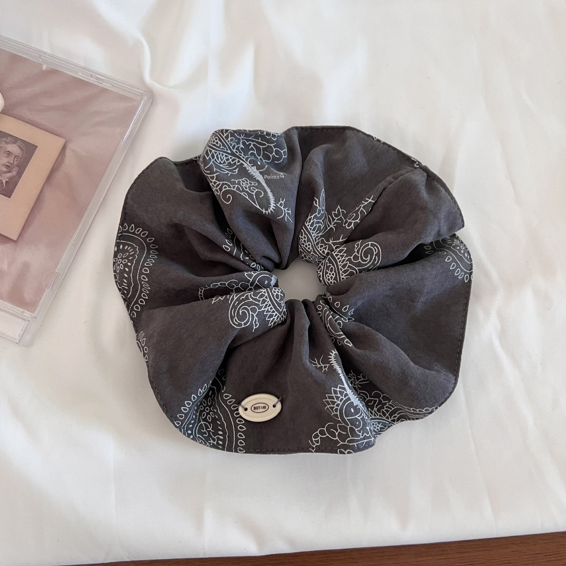 Women's Autumn Soft Cloth Telephone Cord Hair Tie Coffee Floral