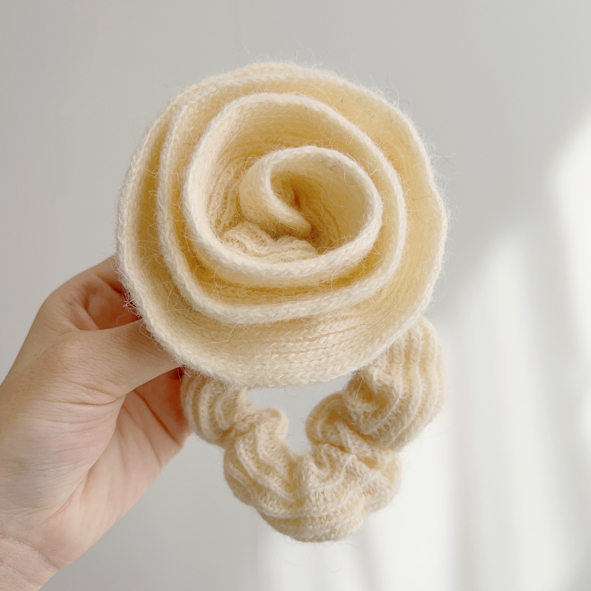 Women's Casual Winter Rabbit Hair Big Scrunchie Rose Pattern