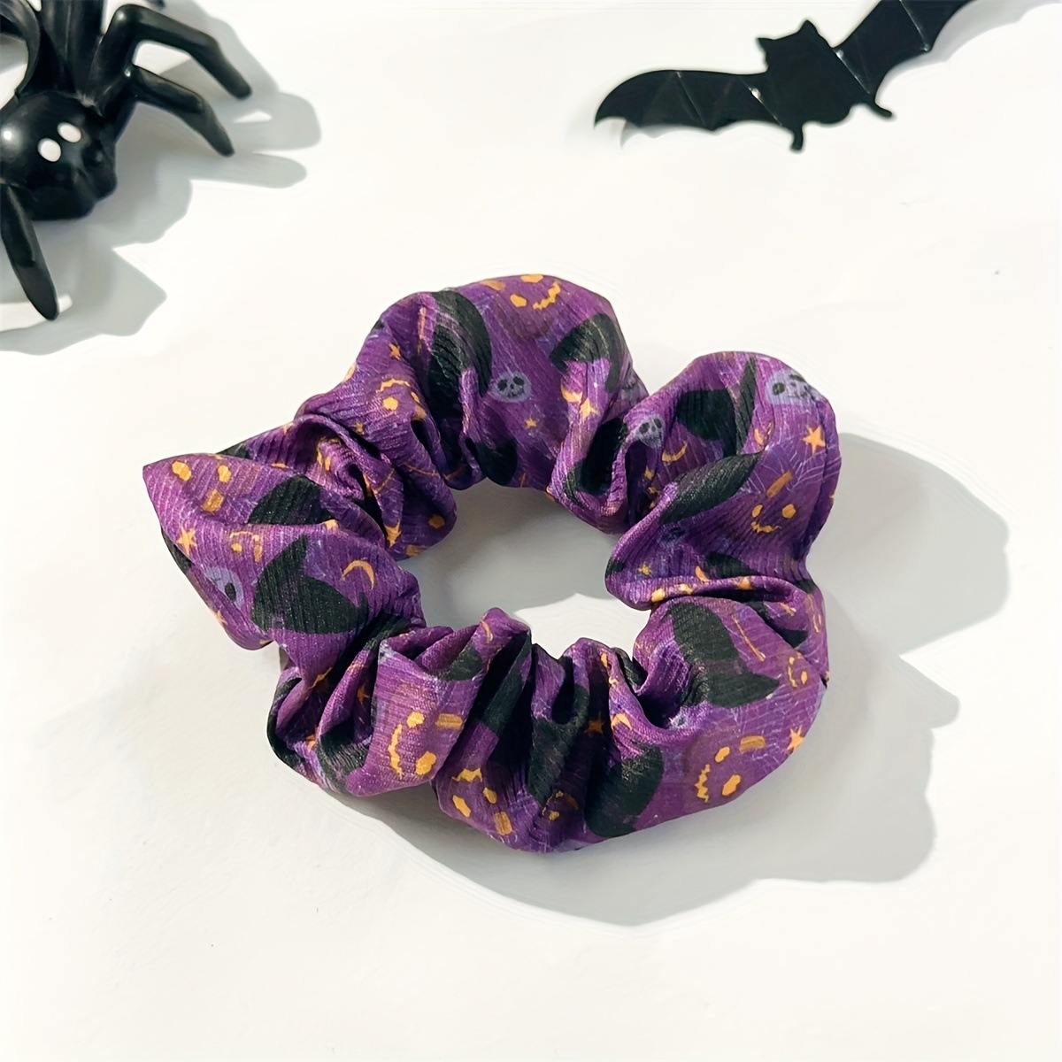 Women's High Elasticity Cloth Hair Tie Dark Halloween Pumpkin Skull