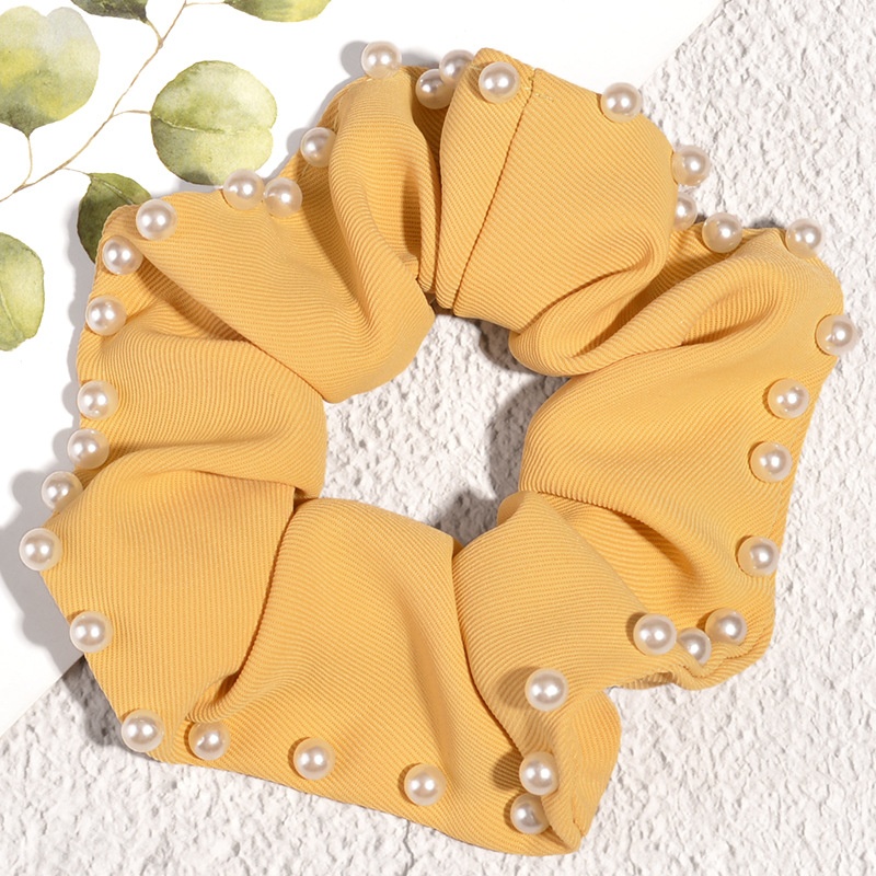 Women's Korean Pearl Hair Scrunchies Festival Headwear Solid Color