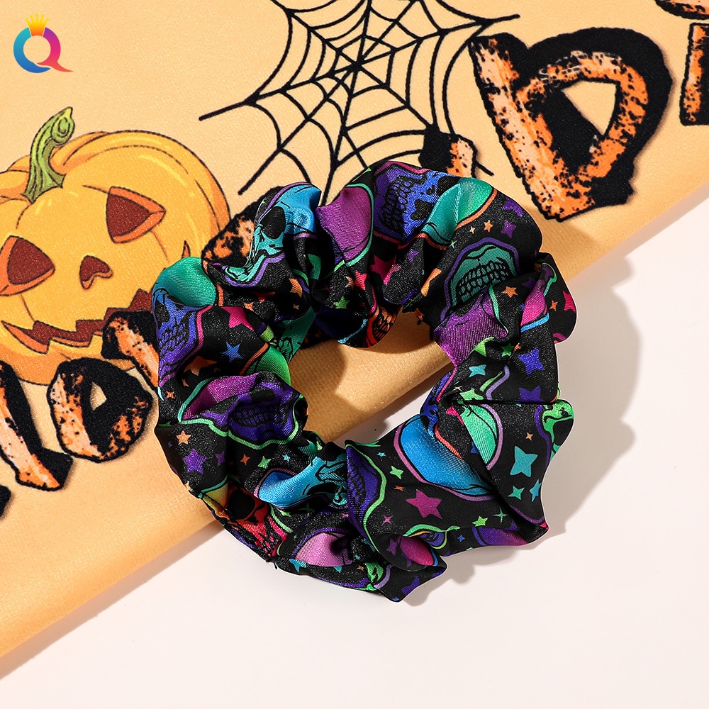 Women's Elastic Halloween Hair Tie Funny Pumpkin Skull Pattern