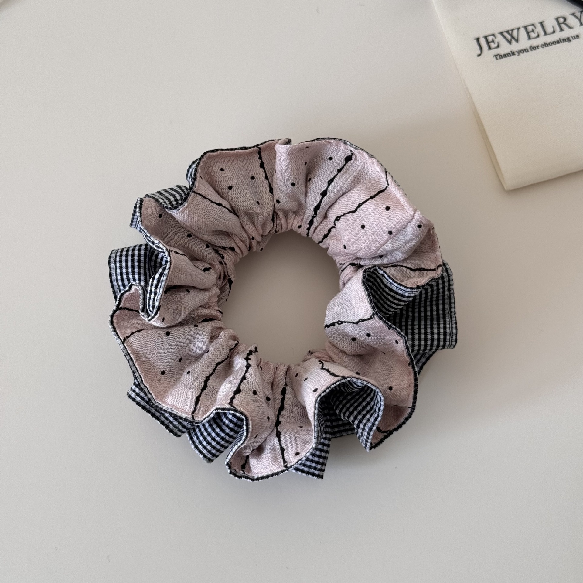  Final Polish:**
    "Women's Sweet Spring Polyester Hair Tie Pink Polka Dot Pattern"
    Let's check length:
    W-o-m-e-n-'-s (7)
    [space] (