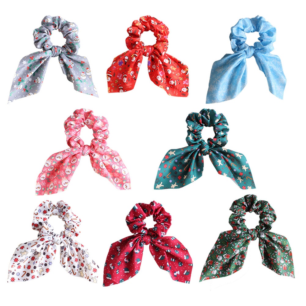 Women's Festive Plaid Scrunchies Cute Christmas Cloth Hair Ties