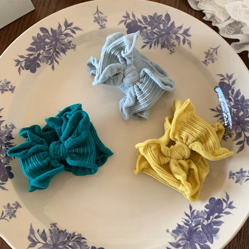 Women's Sweet Cloth Bowknot Hair Tie Daily Ponytail Holder Solid Color