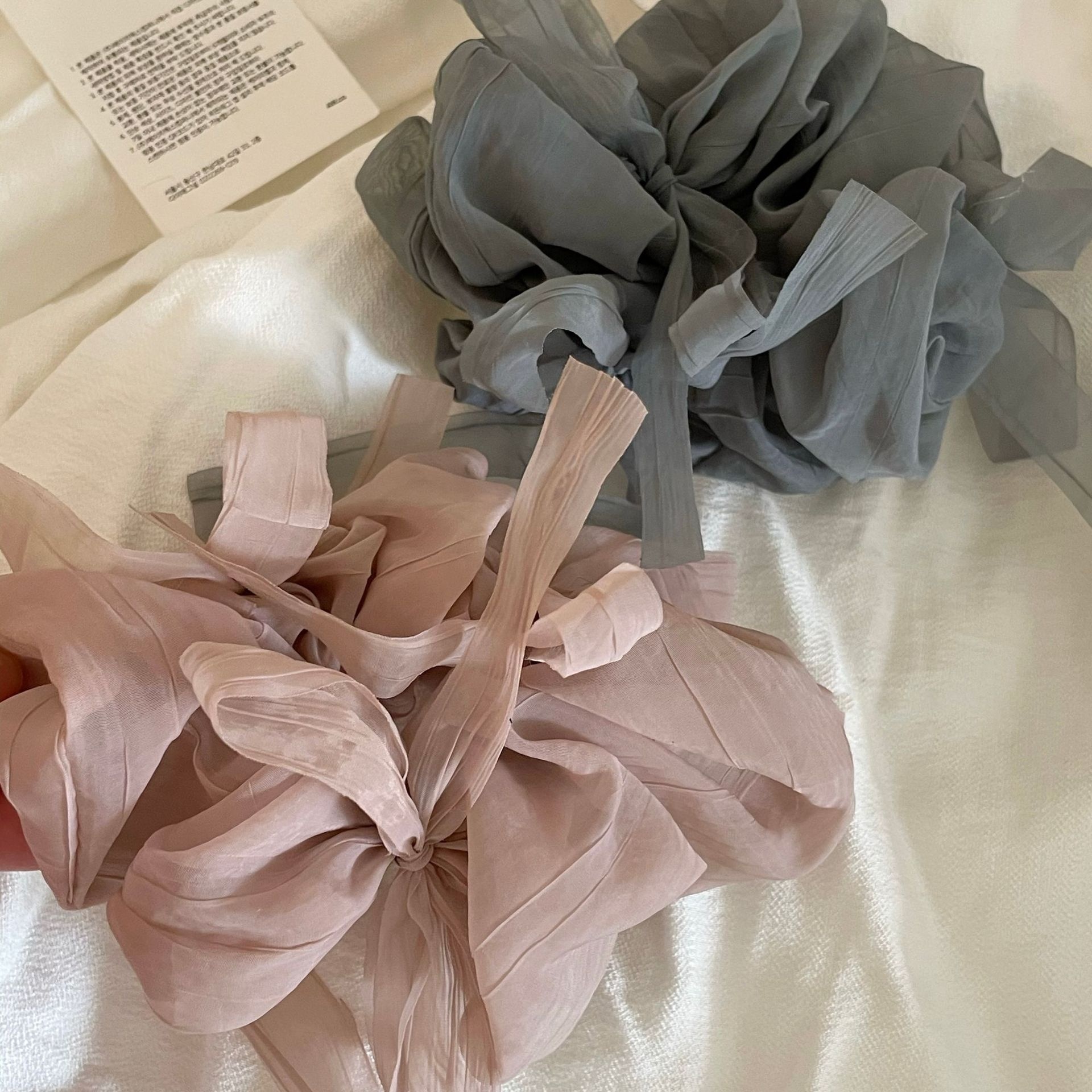Women's Elegant French Ballet Style Flowy Satin Pleated Big Bow Headband
