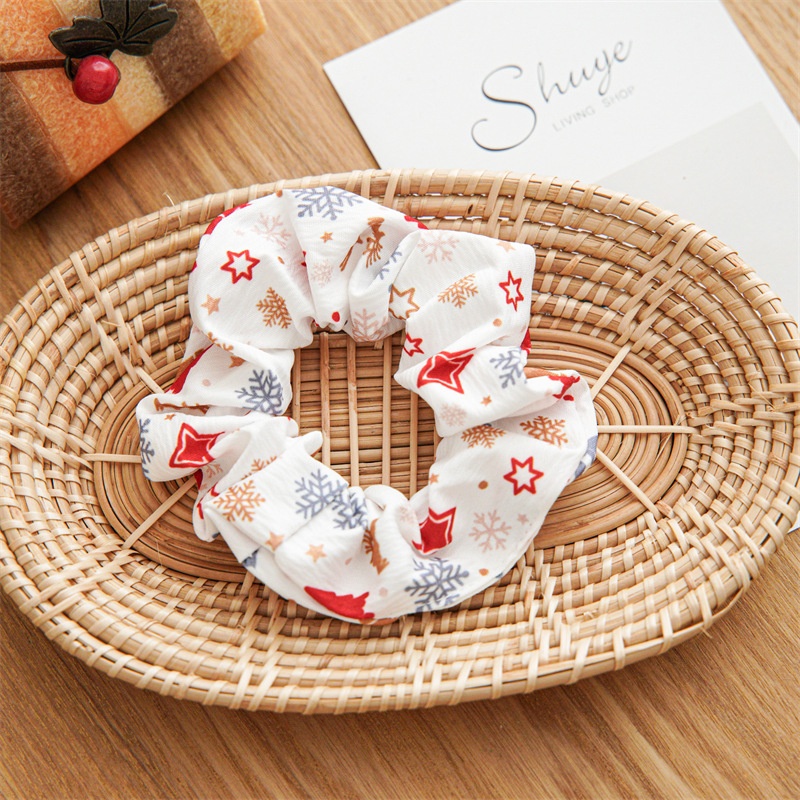 Women's Retro Handmade Christmas Hair Tie Festive Polka Dot Scrunchie
