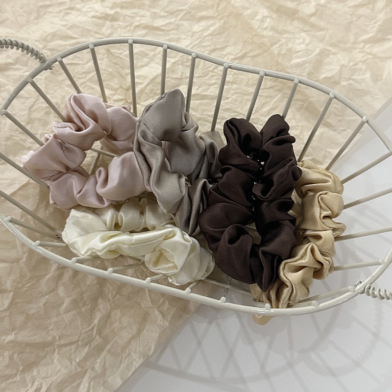 Women's 100% Silk Satin Scrunchie Soft Versatile Hair Tie Solid Color