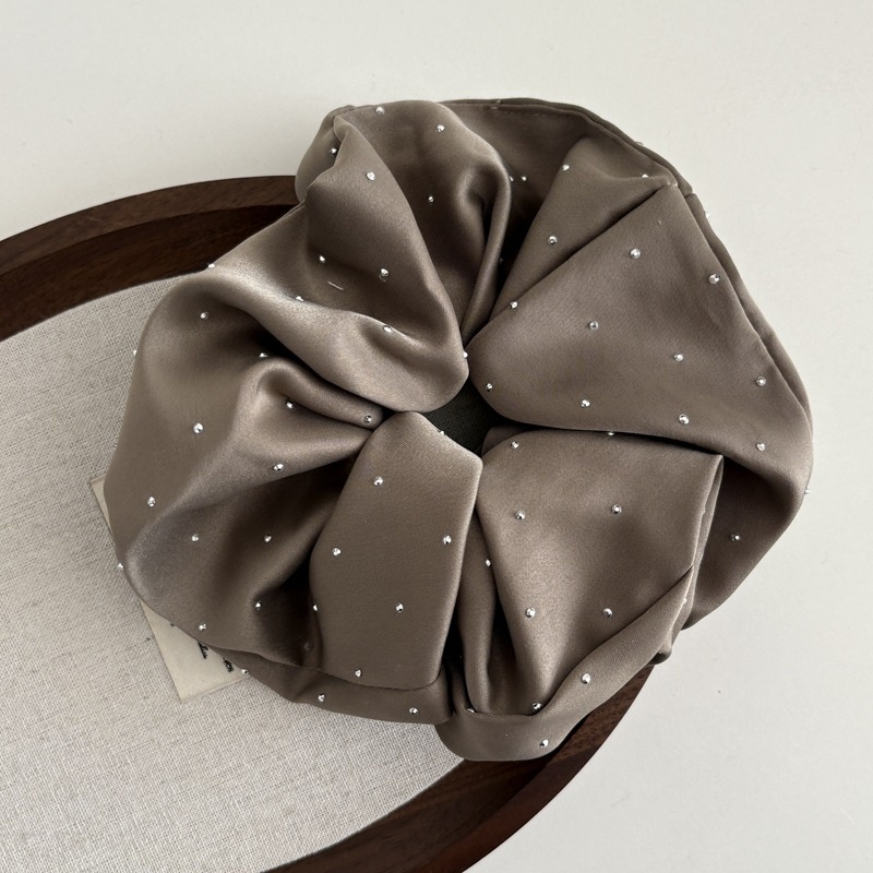 Women's Retro Rhinestone Star Satin Headband Solid Black And Beige