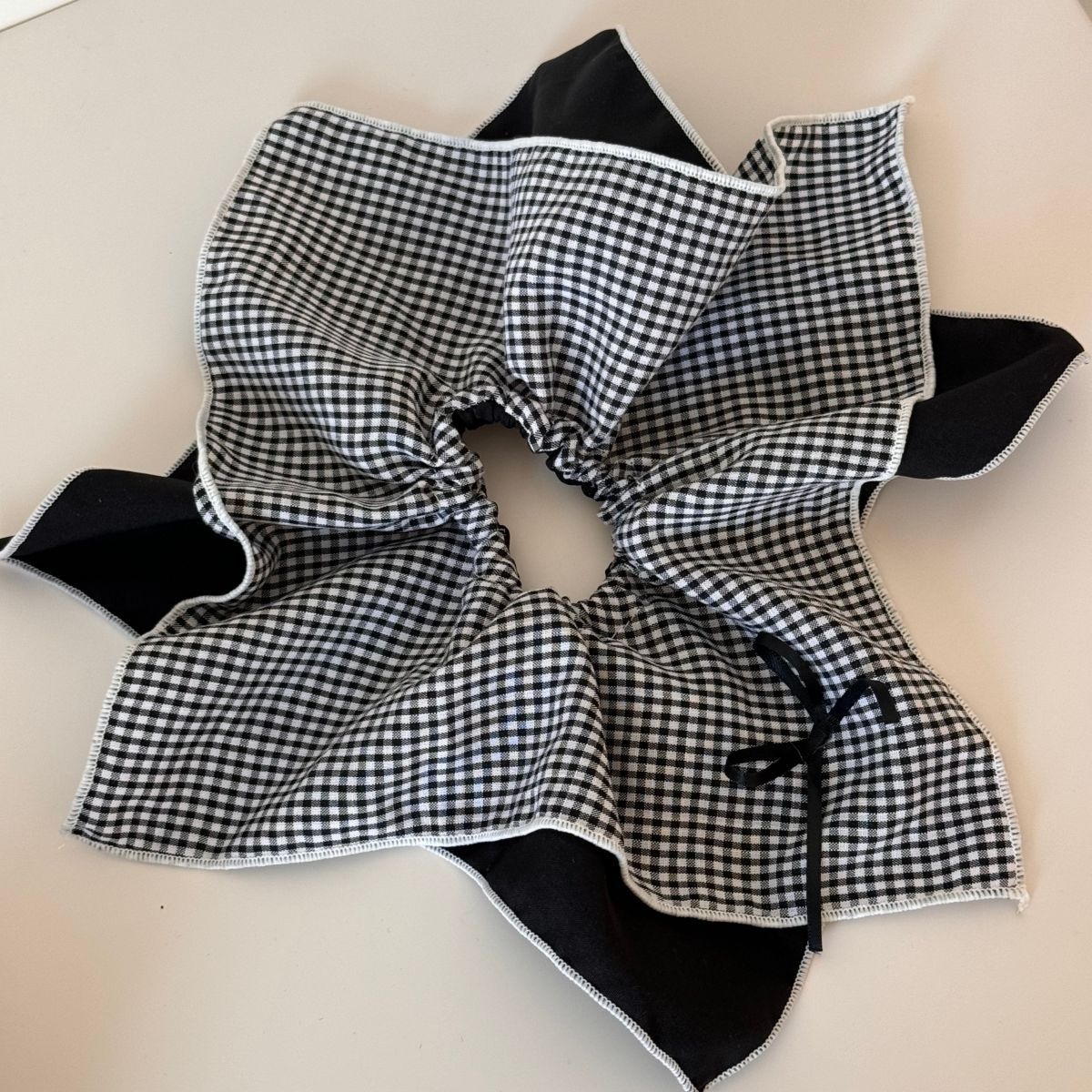 Women's Retro Plaid Double Layer Butterfly Knot Hair Tie Large Sweet Fabric Bow