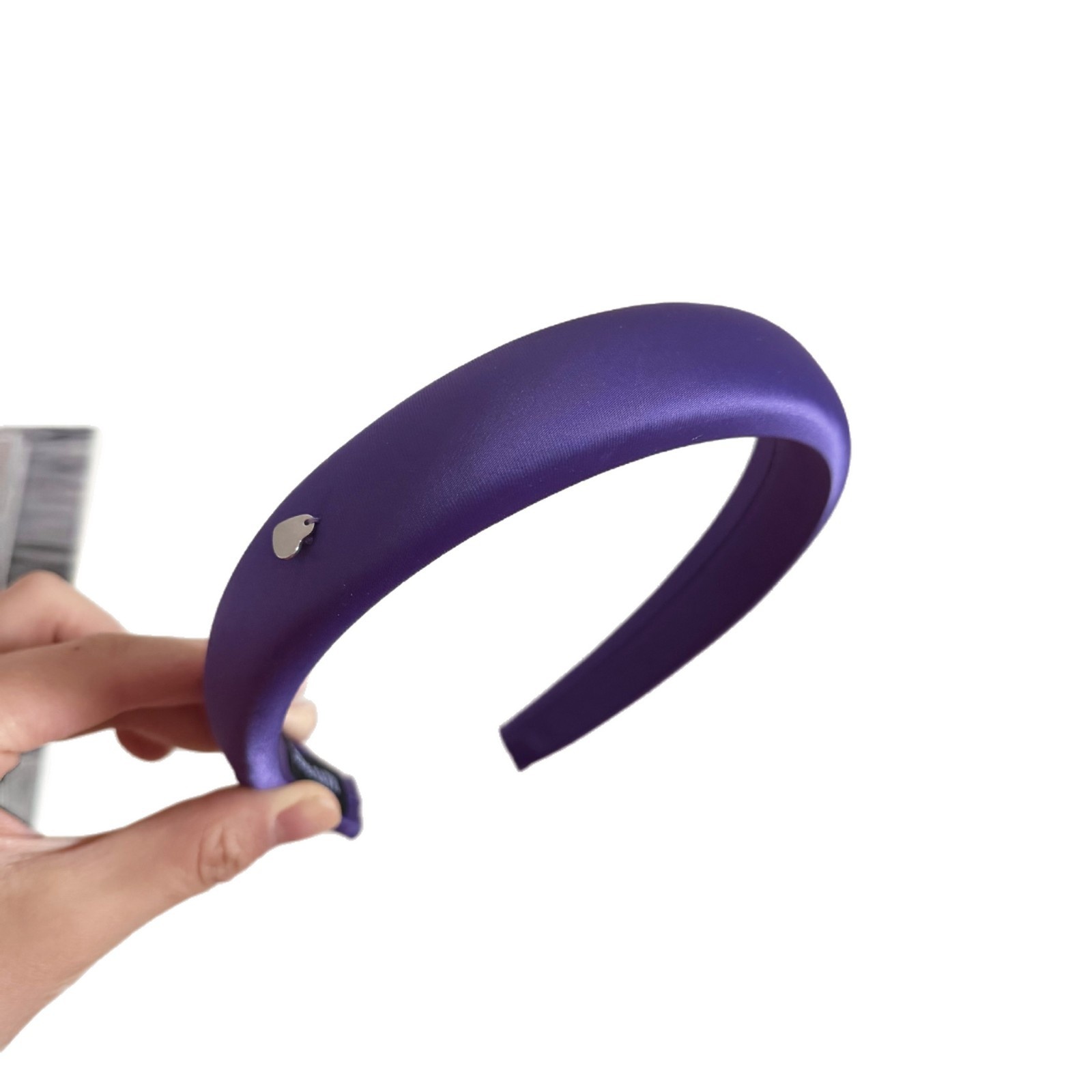 Women's Elegant Purple Heart Satin Hair Band - Simple Everyday Hair Tie