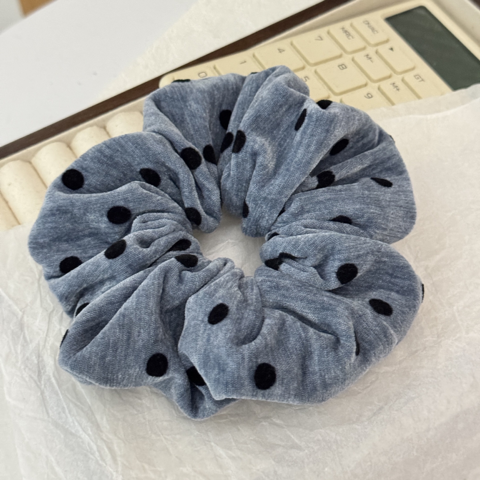 Women's Versatile Elegant Cloth Hair Ties Retro Flocking Polka Dot