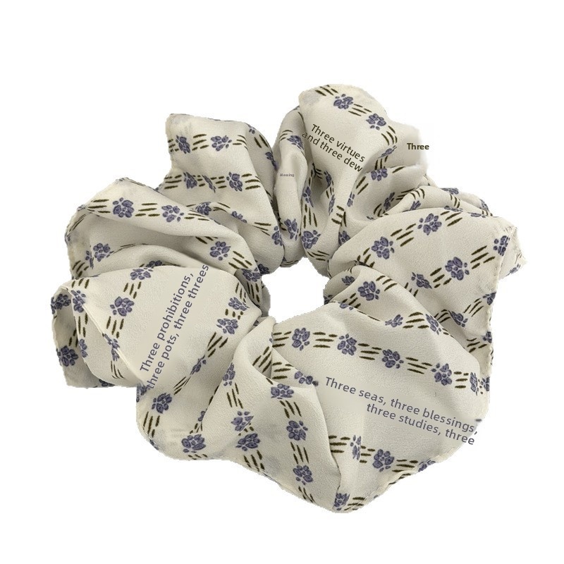 Women's Retro Soft Cloth Spring Hair Tie Black White Ditsy Floral