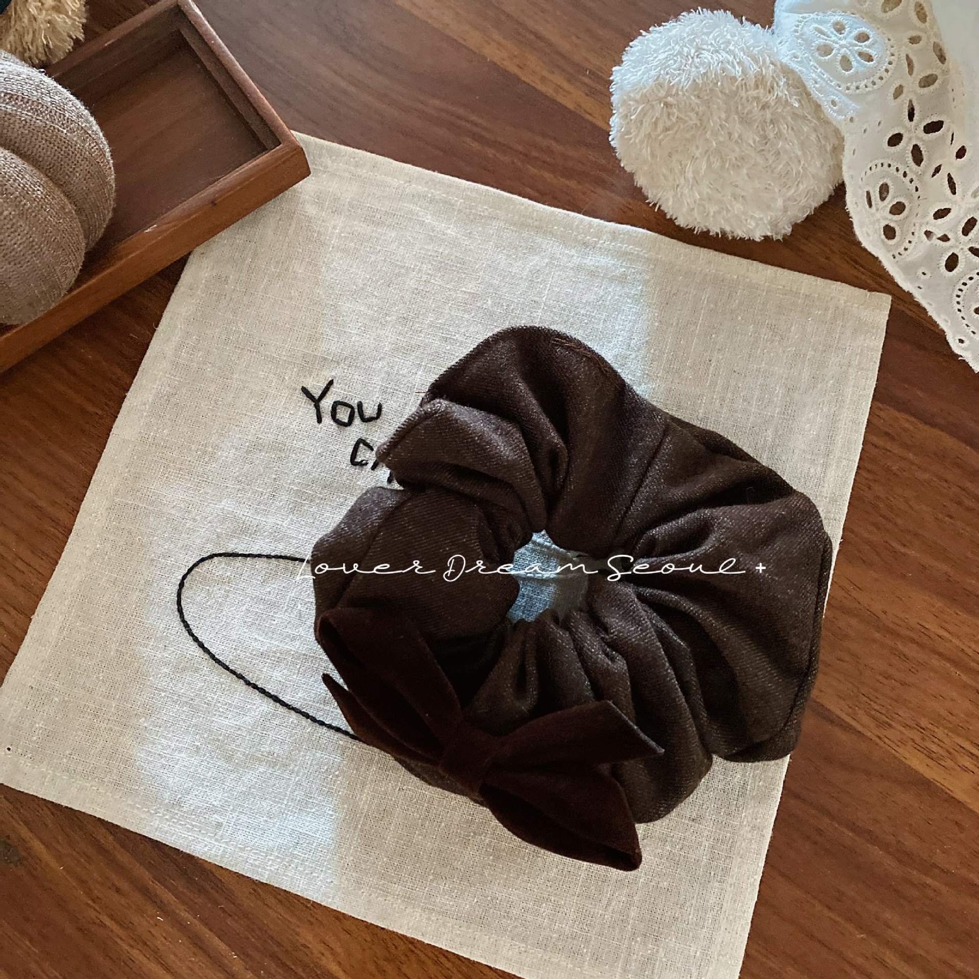 Women Casual Winter Velvet Bowknot Elastic Hair Ties Solid Color