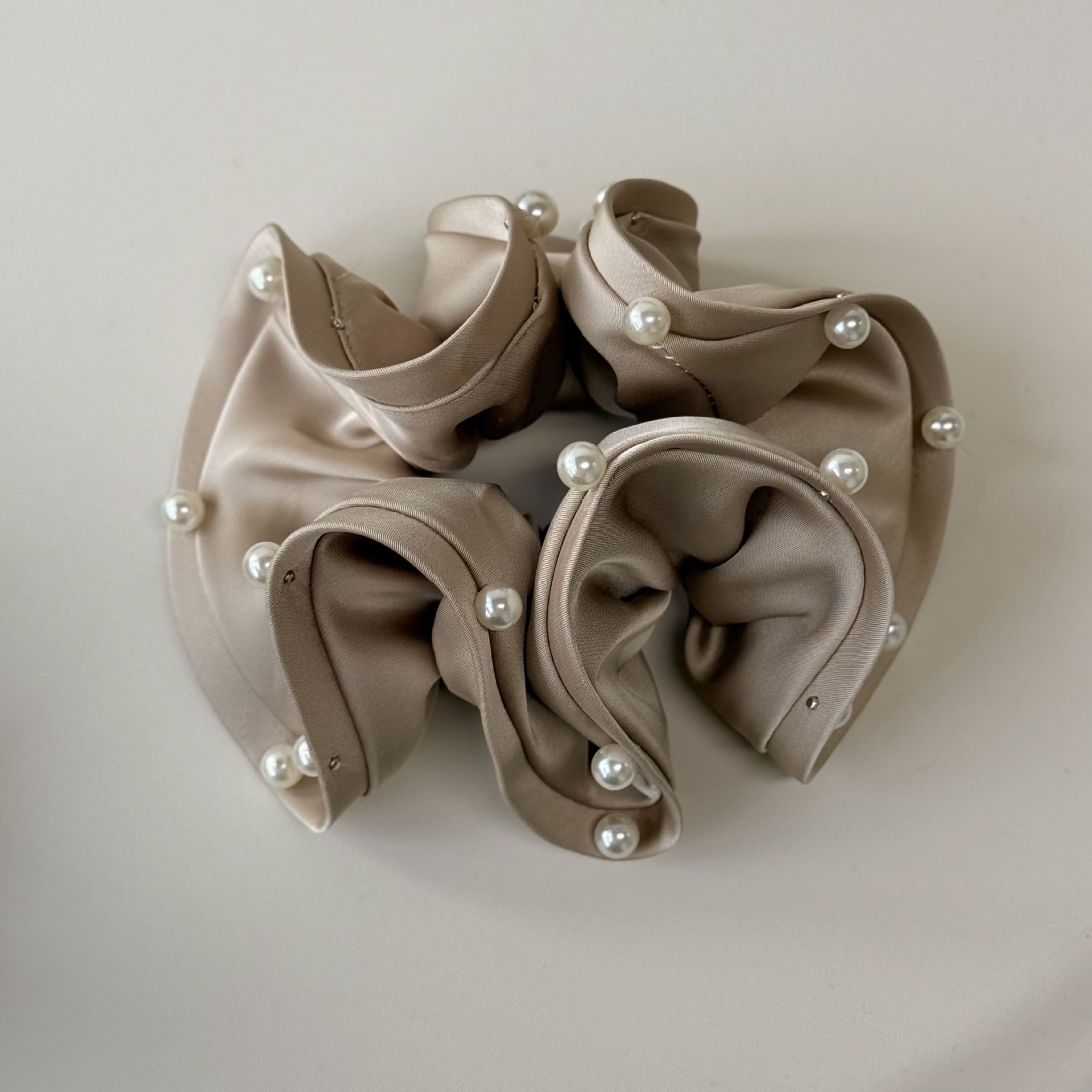 Women's Satin Pearl Hair Band For Autumn Winter Bun Styling Solid Color