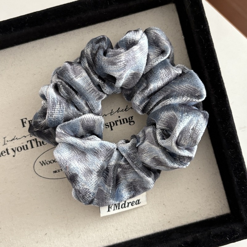 Women's Spring Retro Velvet Hair Tie Scrunchie Purple Leopard Print