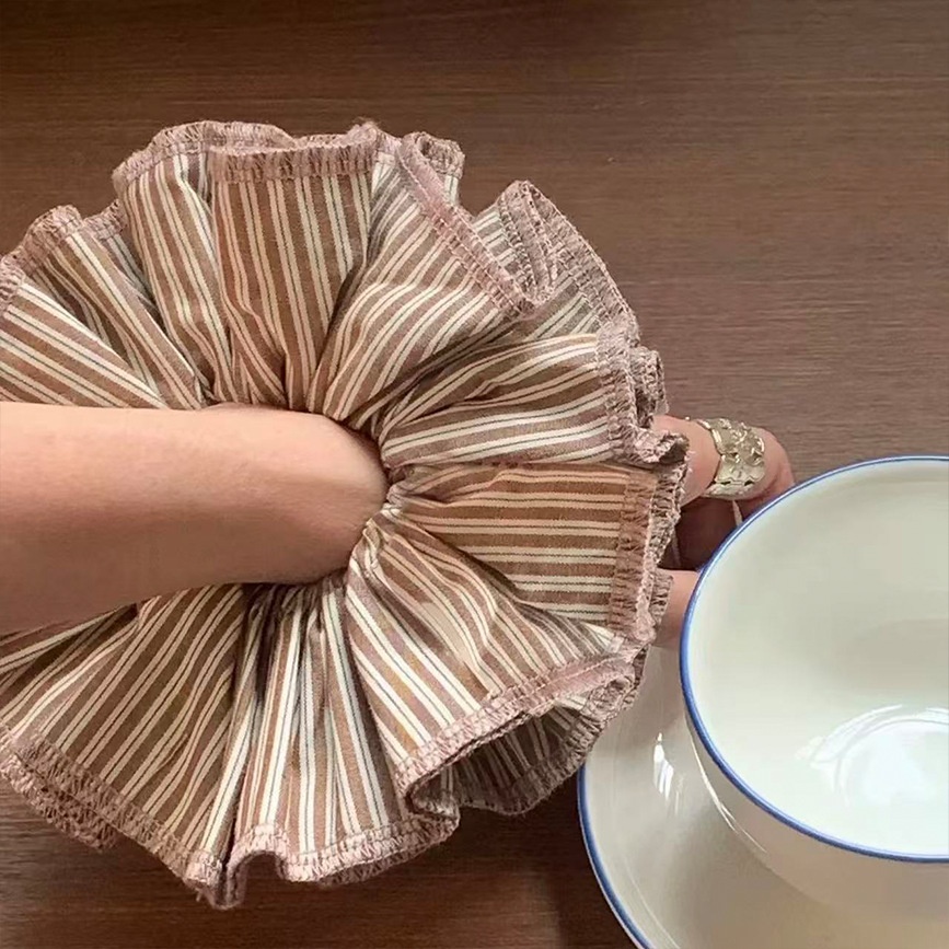 Women's Spring Commute Cloth Hair Tie Accessory Coffee Striped