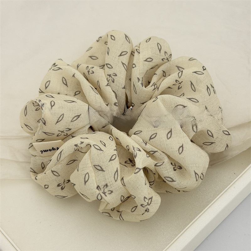 Women's Soft Cloth Daily Hair Tie Scrunchie Beige Solid Color