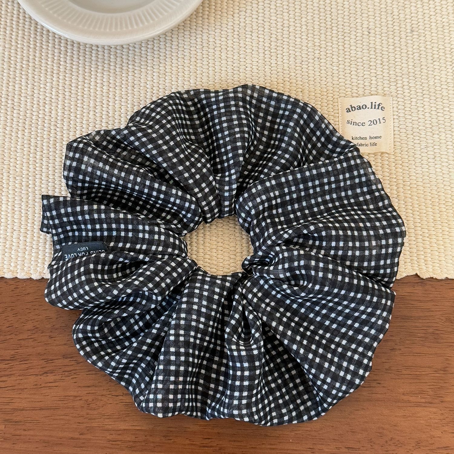 Women's Sweet Spring Cloth Hair Tie Daily Accessories Black Plaid