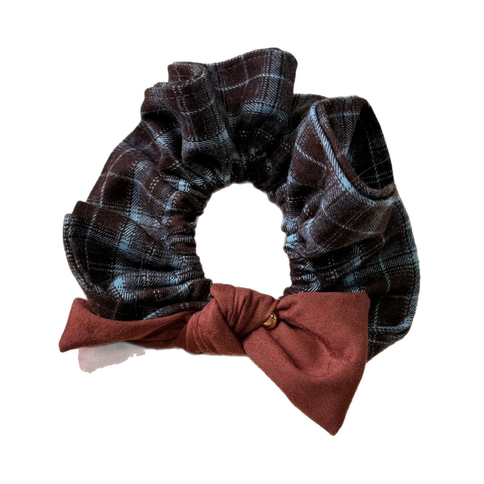 Women's Vintage Blue Plaid Hair Bands High Elasticity Fairy Style Cloth Ties