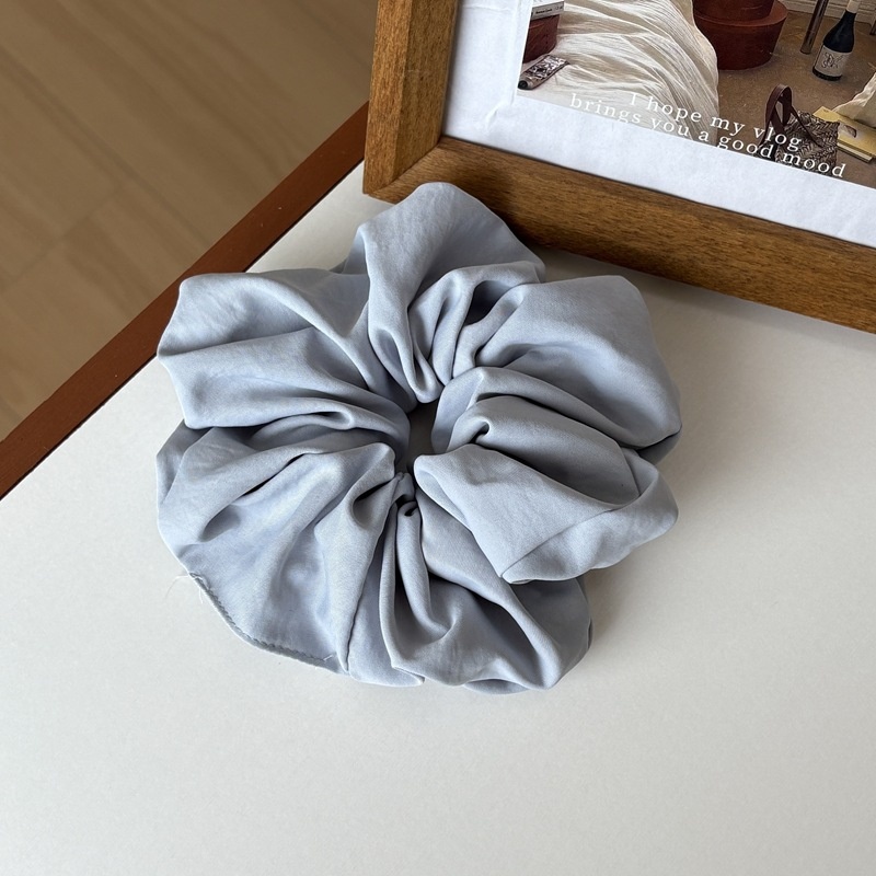 Women Creamy Glossy Cloth Scrunchies Low Ponytail Hair Ties Solid Color