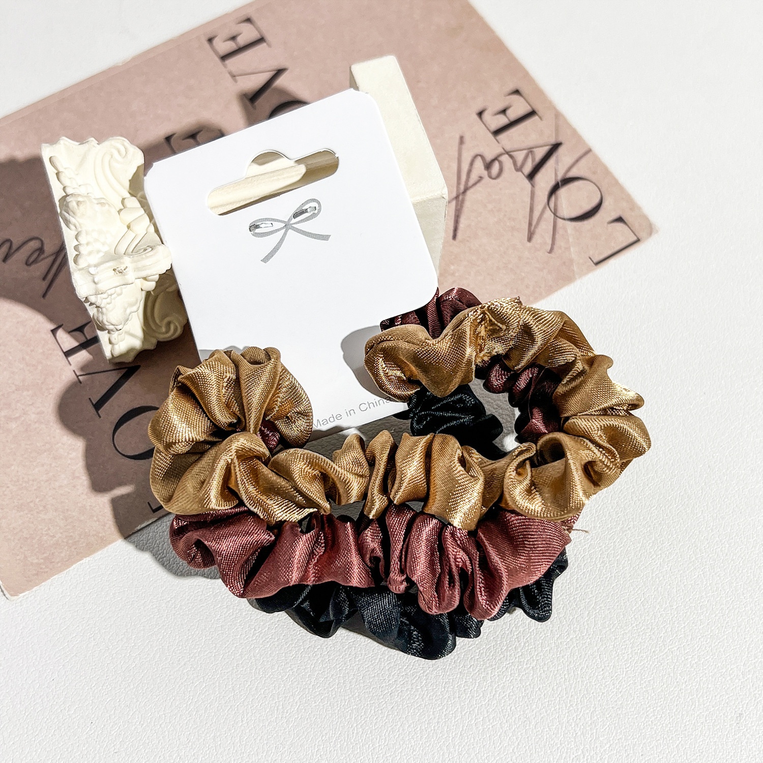 Women's Elegant Satin Scrunchies Damage-Free Ponytail Hair Ties Solid Color