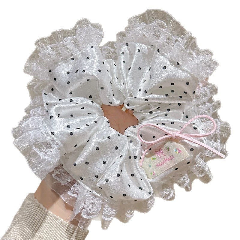 Women's Daily Cloth Lace Butterfly Knot Elastic Bun Hair Tie Polka Dots