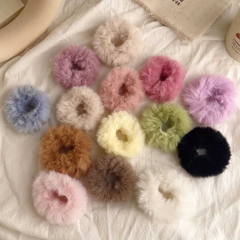 Women's Soft Plush Hair Tie Solid Color Autumn Winter Daily Scrunchie
