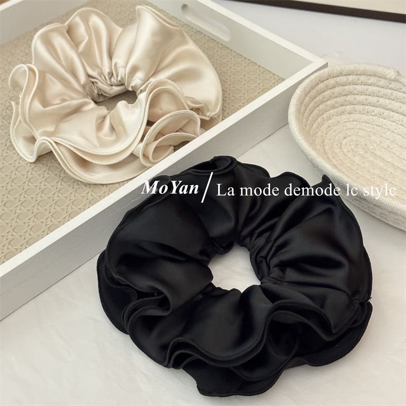 Women's Elegant Satin Bow Elastic Hair Bun Scrunchie Solid Color