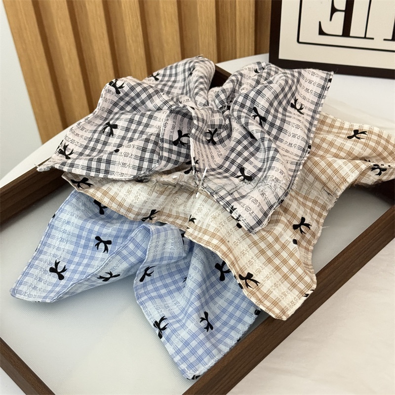 Women's New Style Plaid Cloth Bow Tie Scrunchie Hair Tie