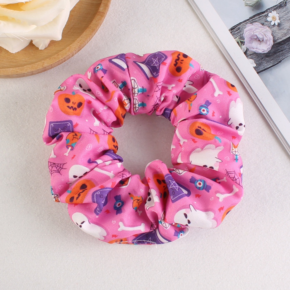 Women's Halloween Party Fabric Hair Scrunchies Colorful Skull Pattern