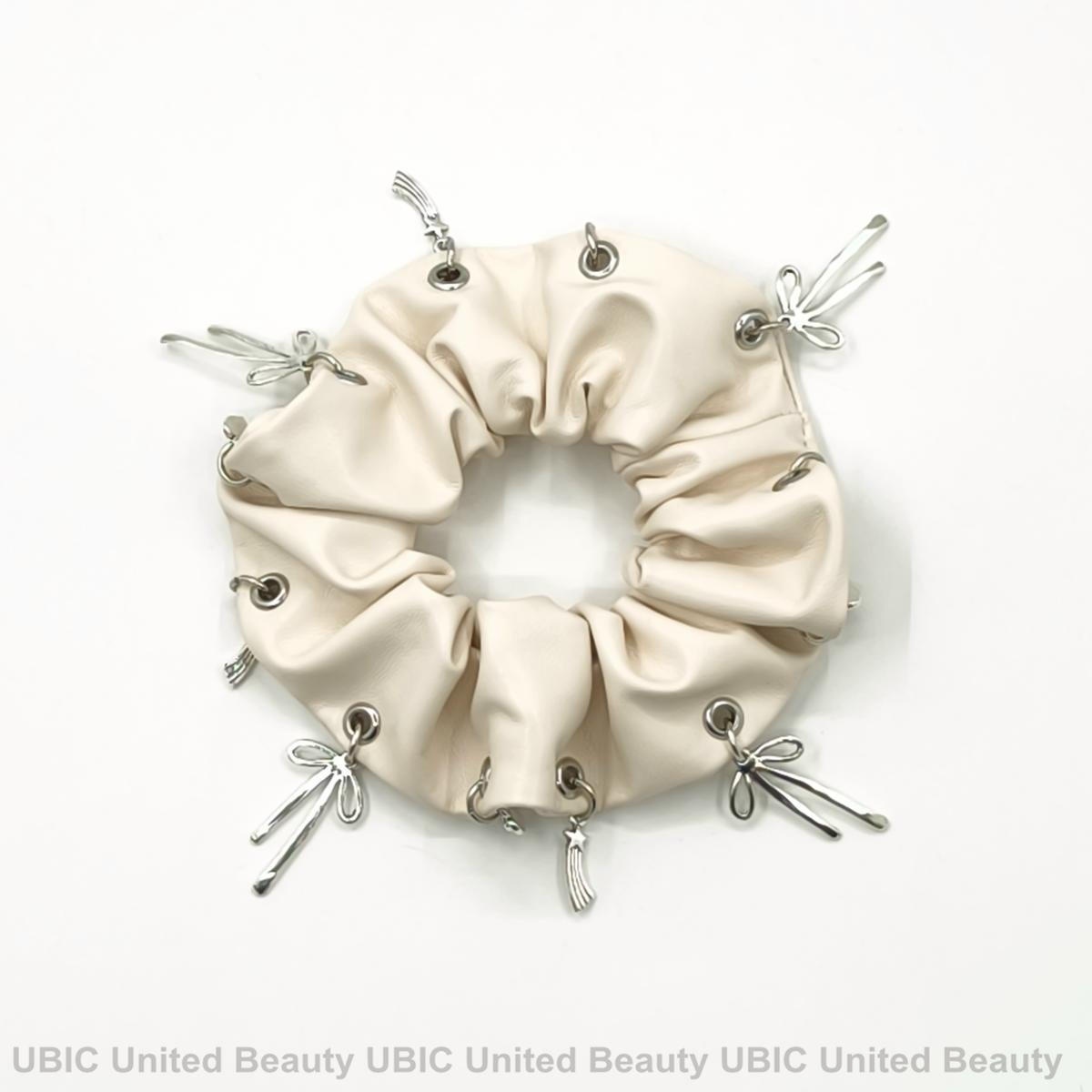 Women's Punk PU Leather Large Bow Elastic Hair Tie Metal Buckle Solid Color