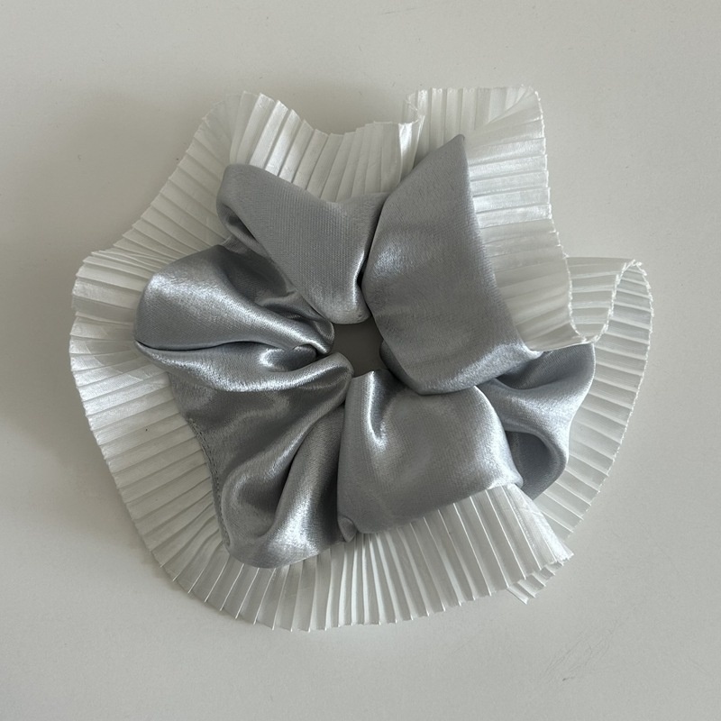 Women's Large Satin Ruffled Hair Scrunchie All Season Pink Blue Black