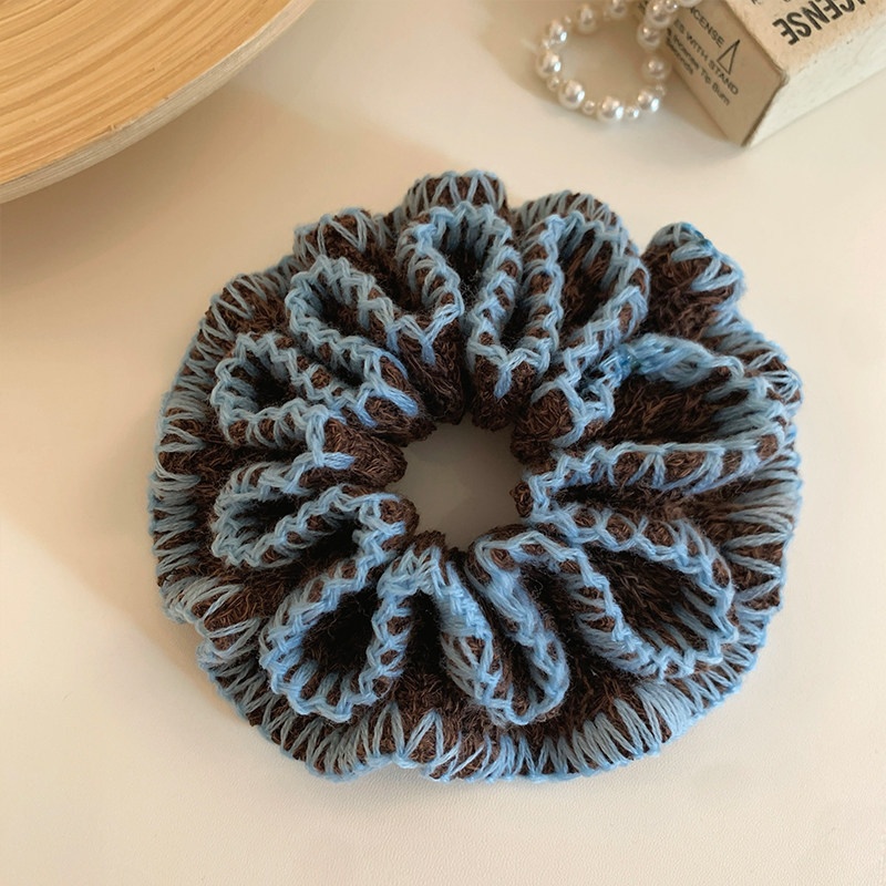 Women's Retro Knitted Winter Bun Hairband Coffee Blue Mixed Color
